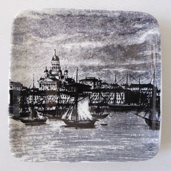 Arabia Finland small square 1862-1972 collectable plate, wall hanging, dish town - Image 3