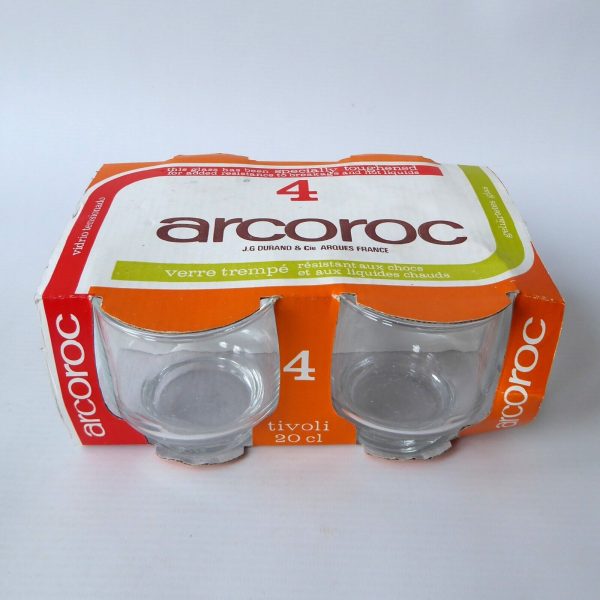 Arcoroc 4 pack vintage drinking glasses Tivoli, 20cl. Retro 1970s/1980s  boxed