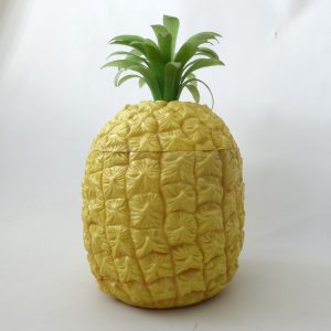 Big plastic pineapple ice bucket, vintage 1970s retro kitsch barware mid century