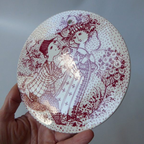 Bjorn Wiinblad Juni June Roser red wall plaque, vintage Nymolle Denmark. Ceramic - Image 3