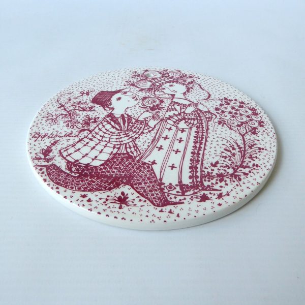 Bjorn Wiinblad Juni June Roser red wall plaque, vintage Nymolle Denmark. Ceramic - Image 4