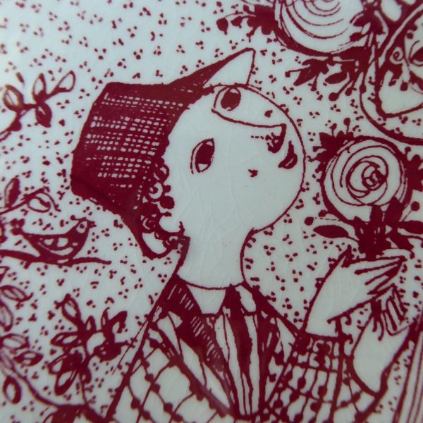 Bjorn Wiinblad Juni June Roser red wall plaque, vintage Nymolle Denmark. Ceramic - Image 7