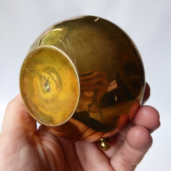 Brass posy vase, small vintage pot with brass rope tie detail. 8.5cm rounded - Image 13