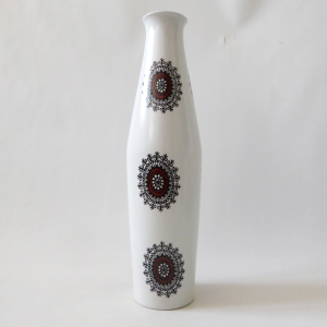 Burleigh Ware tall slim ceramic vase vintage pottery retro brown abstract flower