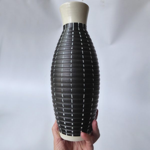 Denby Stoneware Burlington vase Albert Colledge, mid century black pottery 11.5" - Image 4