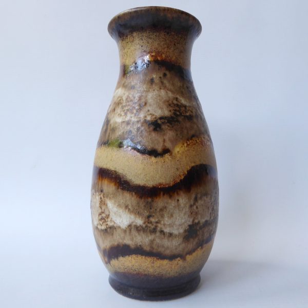 Dumler & Breiden 479/22 West German pottery ceramic vase, brown beige bands D&B - Image 3