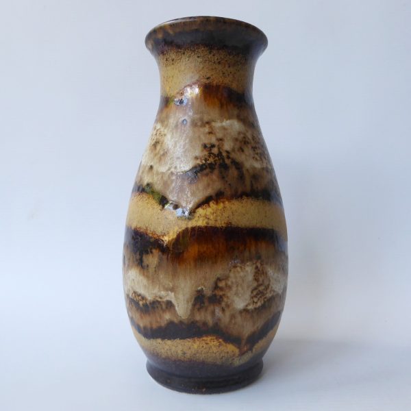 Dumler & Breiden 479/22 West German pottery ceramic vase, brown beige bands D&B - Image 4