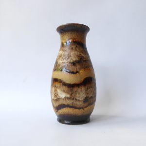 Dumler & Breiden 479/22 West German pottery ceramic vase, brown beige bands D&B