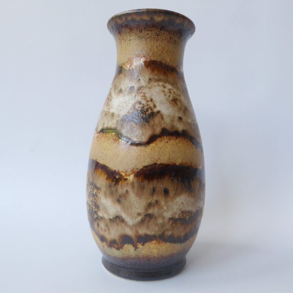 Dumler & Breiden 479/22 West German pottery ceramic vase, brown beige bands D&B - Image 5