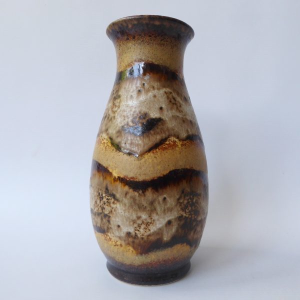 Dumler & Breiden 479/22 West German pottery ceramic vase, brown beige bands D&B - Image 6