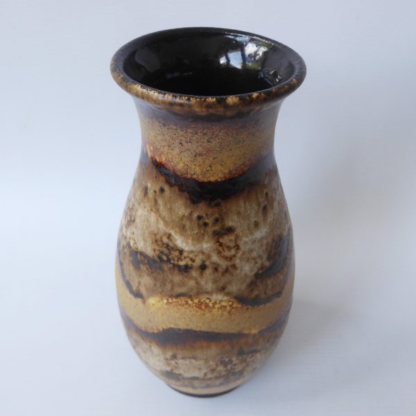 Dumler & Breiden 479/22 West German pottery ceramic vase, brown beige bands D&B - Image 8