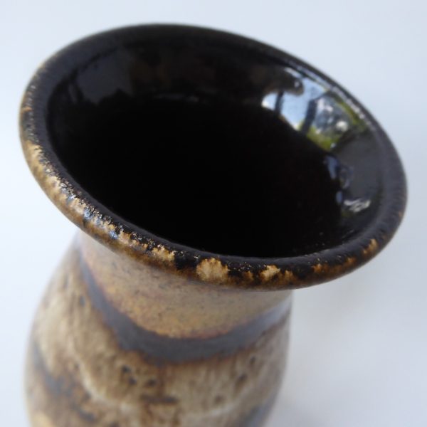 Dumler & Breiden 479/22 West German pottery ceramic vase, brown beige bands D&B - Image 9