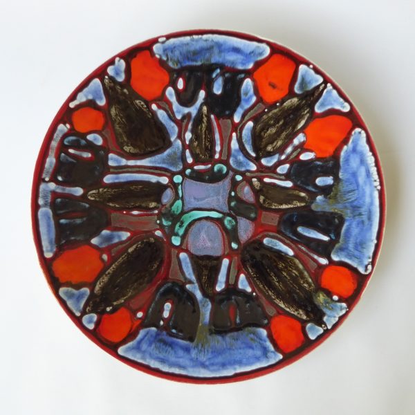 Huge 16" Poole Pottery Delphis plate dish bowl, 89. Blue orange 1960s - Image 3