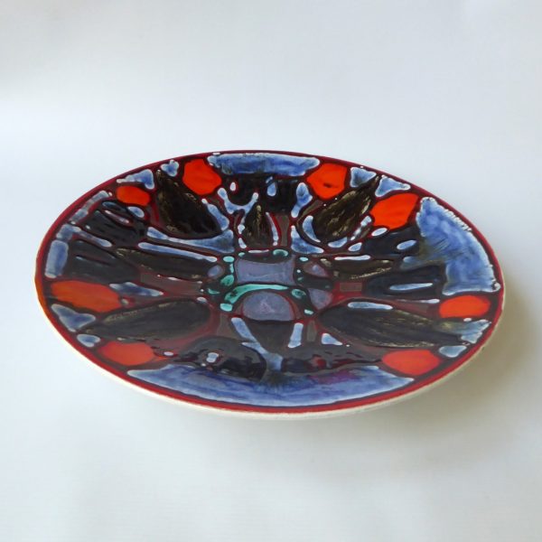 Huge 16" Poole Pottery Delphis plate dish bowl, 89. Blue orange 1960s - Image 4