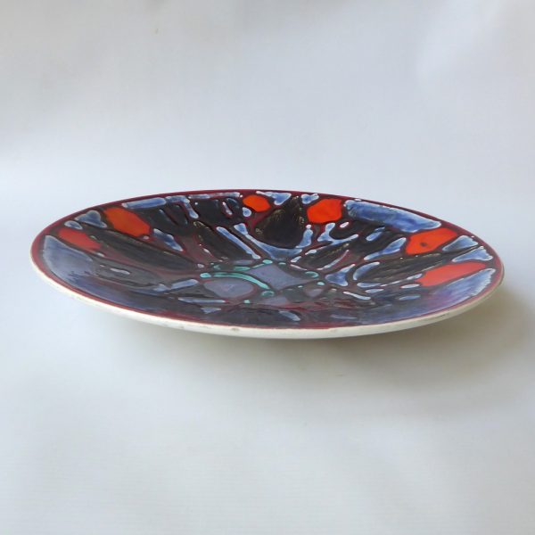 Huge 16" Poole Pottery Delphis plate dish bowl, 89. Blue orange 1960s - Image 5