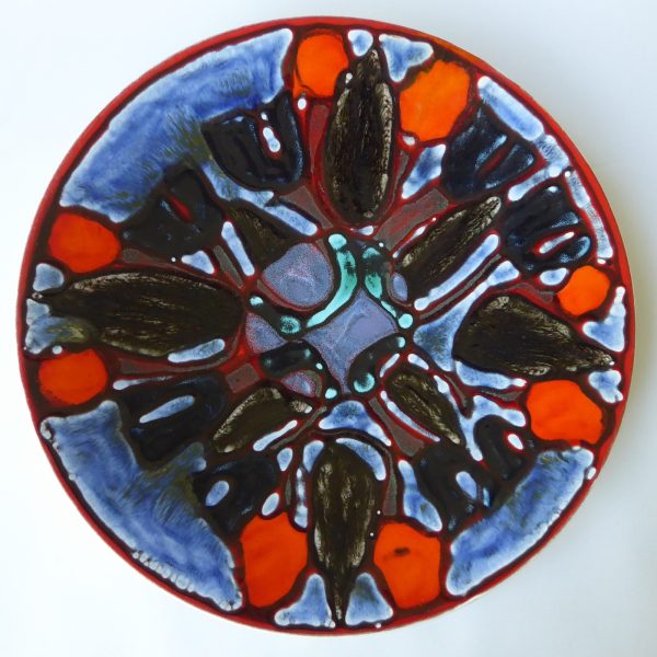 Huge 16" Poole Pottery Delphis plate dish bowl, 89. Blue orange 1960s - Image 7