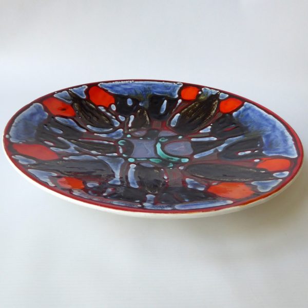 Huge 16" Poole Pottery Delphis plate dish bowl, 89. Blue orange 1960s - Image 8