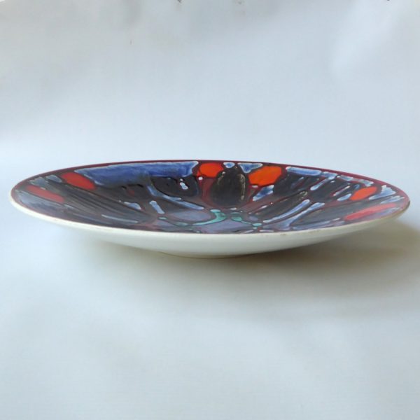 Huge 16" Poole Pottery Delphis plate dish bowl, 89. Blue orange 1960s - Image 9