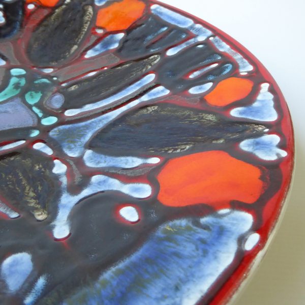 Huge 16" Poole Pottery Delphis plate dish bowl, 89. Blue orange 1960s - Image 10