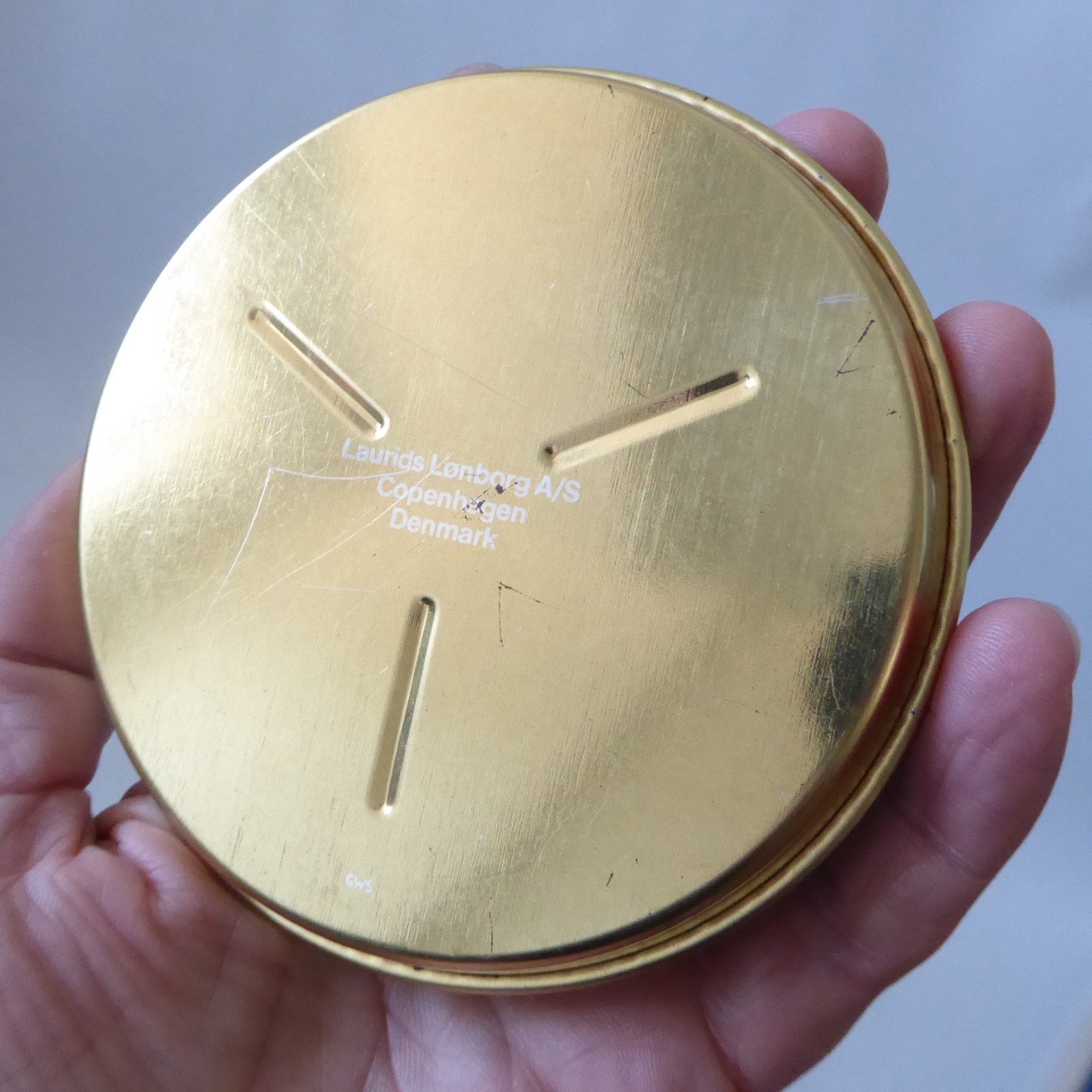 Laurids Lonborg A/S vintage retro tin metal 4" coaster DENMARK. Brown gold spots - Image 12