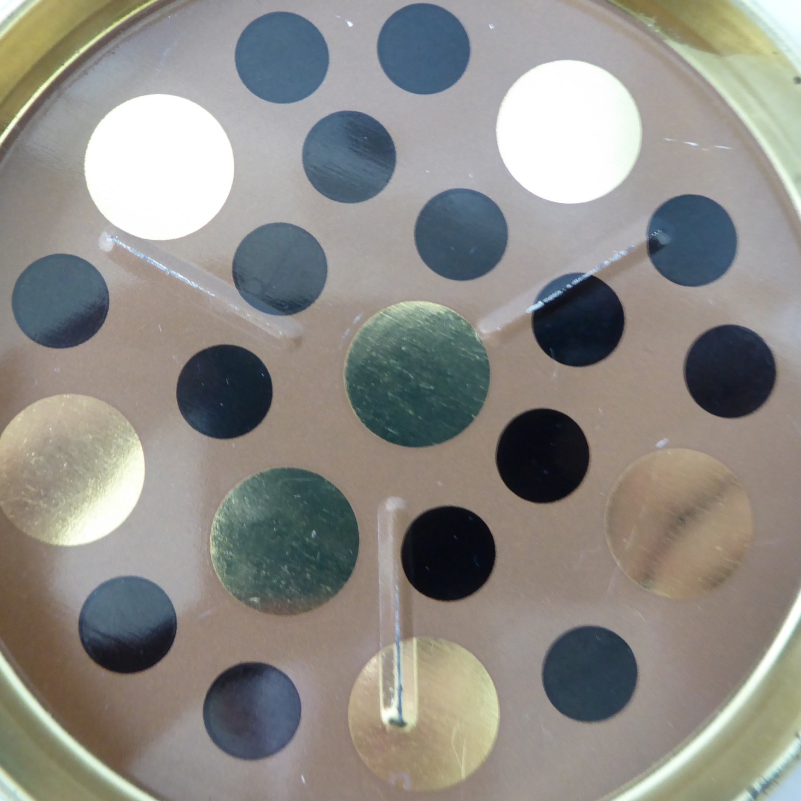 Laurids Lonborg A/S vintage retro tin metal 4" coaster DENMARK. Brown gold spots - Image 4