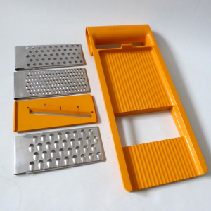 Leifheit German 4 in 1 grater slicer retro vintage 1970s. Interchangeable orange
