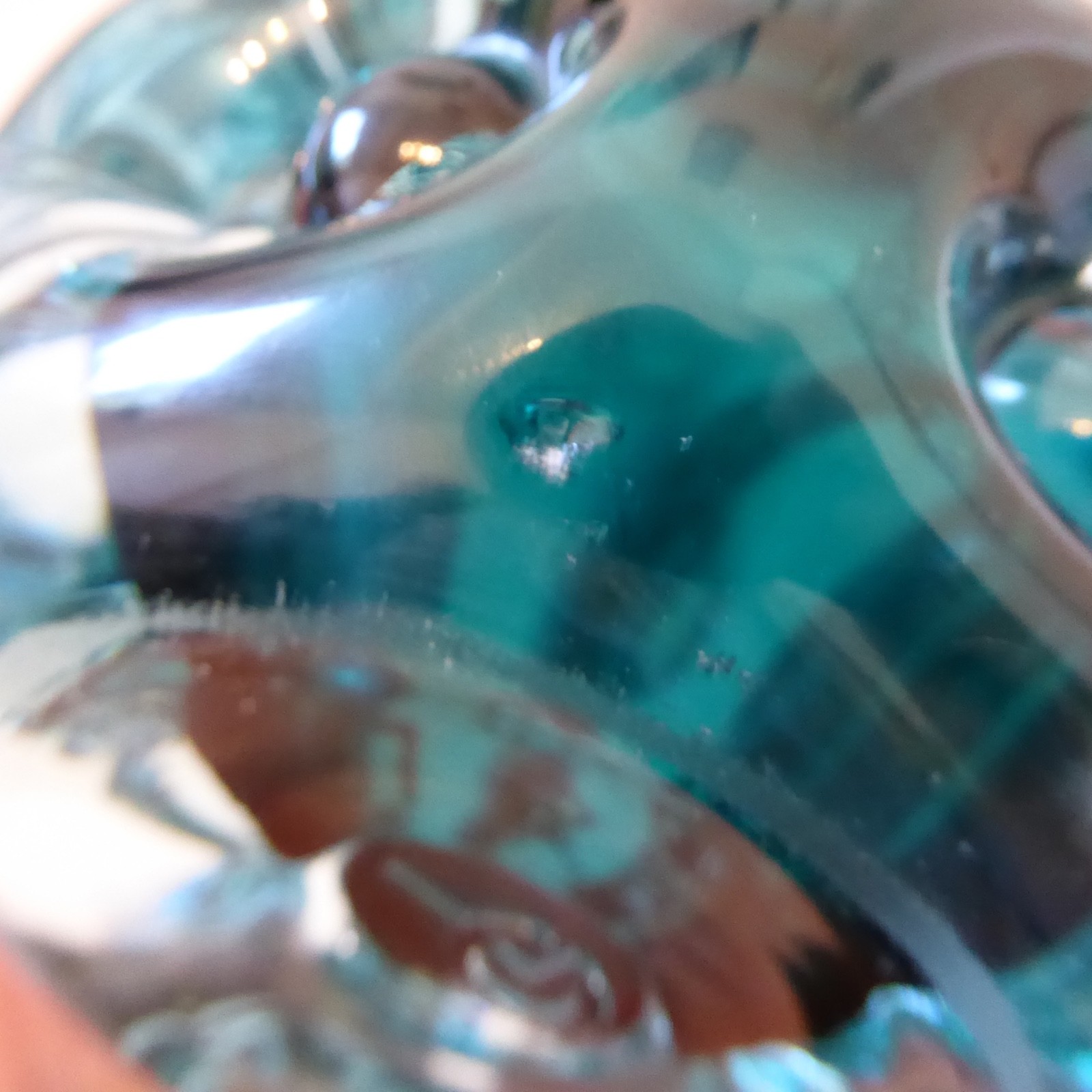 Liskeard teal blue, aqua cased, art glass knobbly dimple vase, Jim Dyer. 1970s - Image 12
