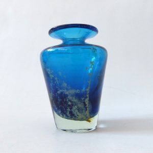 Mdina vintage art glass vase, slim tapered Sea & Sand. Michael Harris design 70s