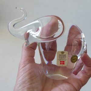 Michael Bang Holmegaard Danish mid century clear art glass elephant figurine