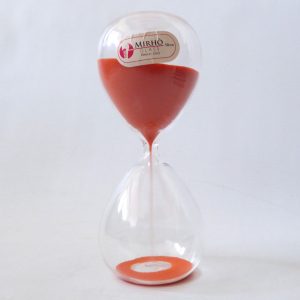 Mirho Murano Italy art glass 15 minute egg timer, orange sand. Vintage retro