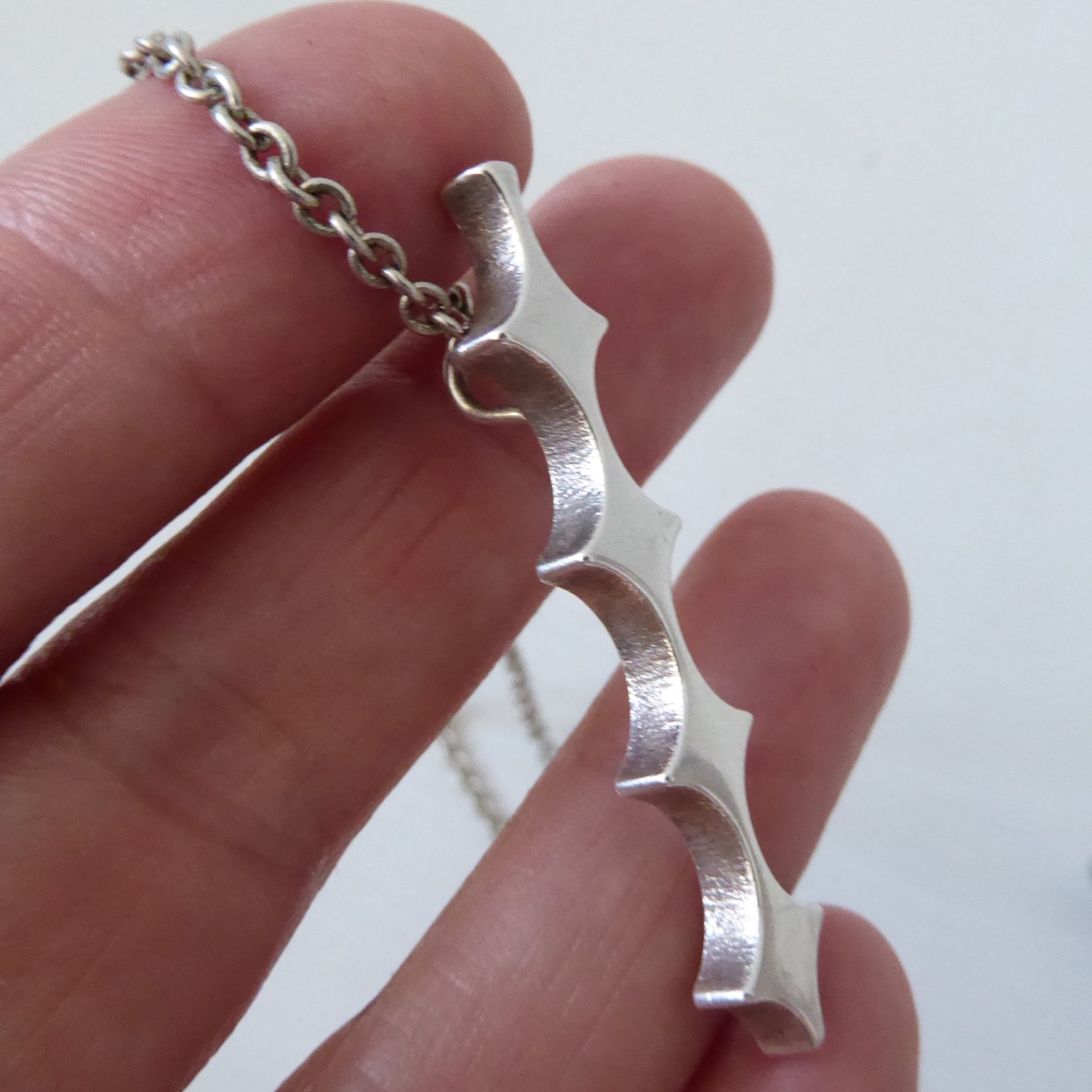 NB modernist pendant & necklace. Signed NS06, nickel silver alloy. Vintage style - Image 12