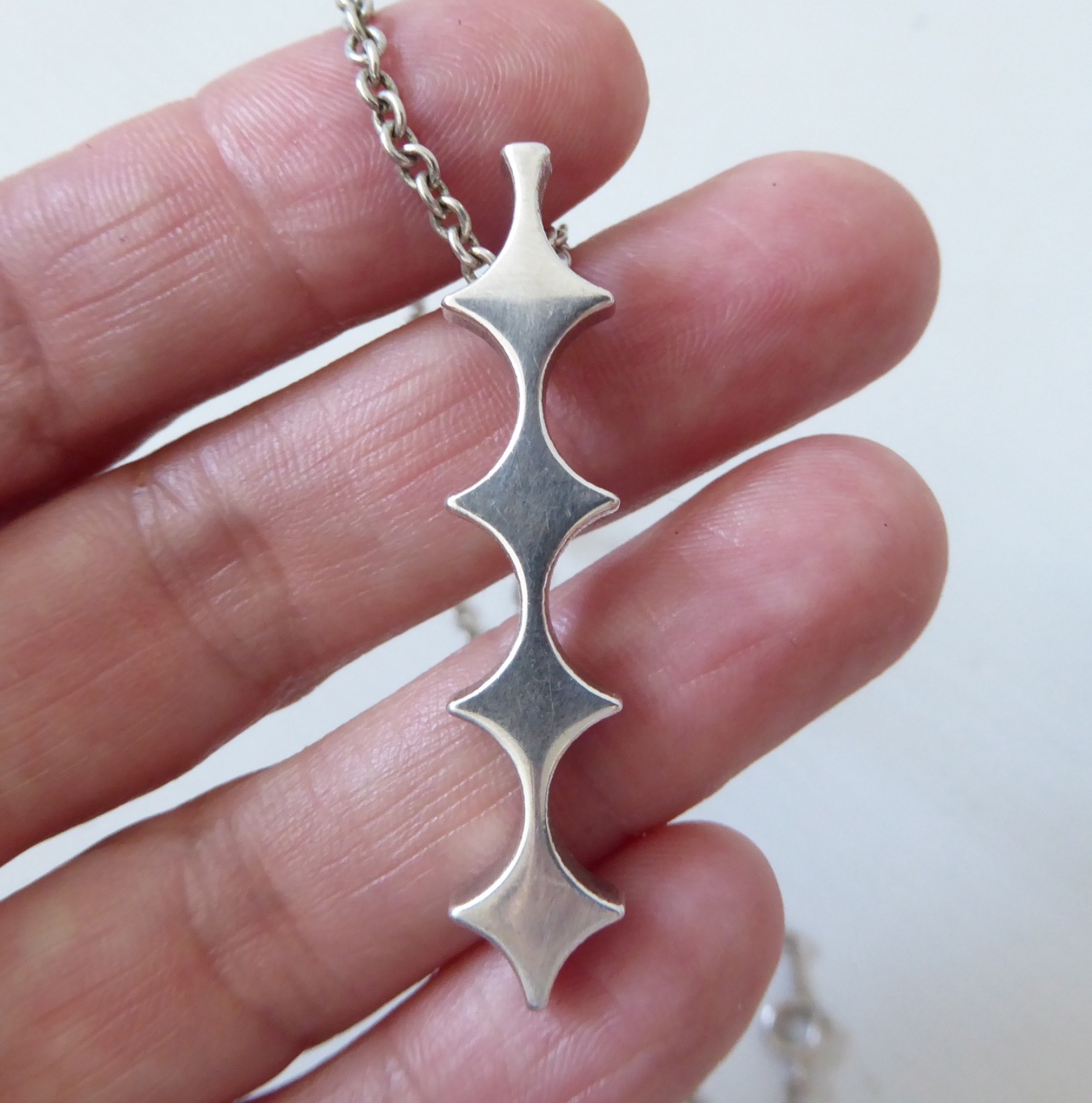 NB modernist pendant & necklace. Signed NS06, nickel silver alloy. Vintage style - Image 13