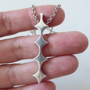NB modernist pendant & necklace. Signed NS06, nickel silver alloy. Vintage style