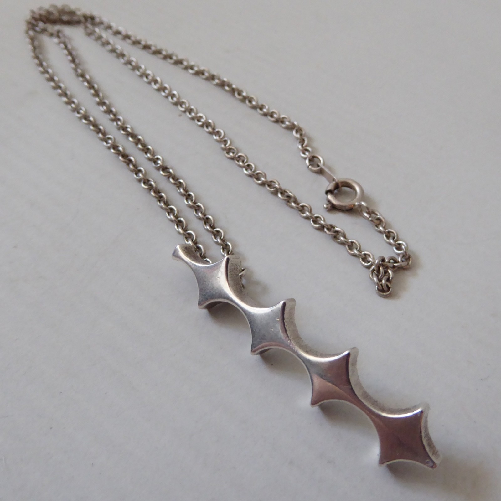 NB modernist pendant & necklace. Signed NS06, nickel silver alloy. Vintage style - Image 6