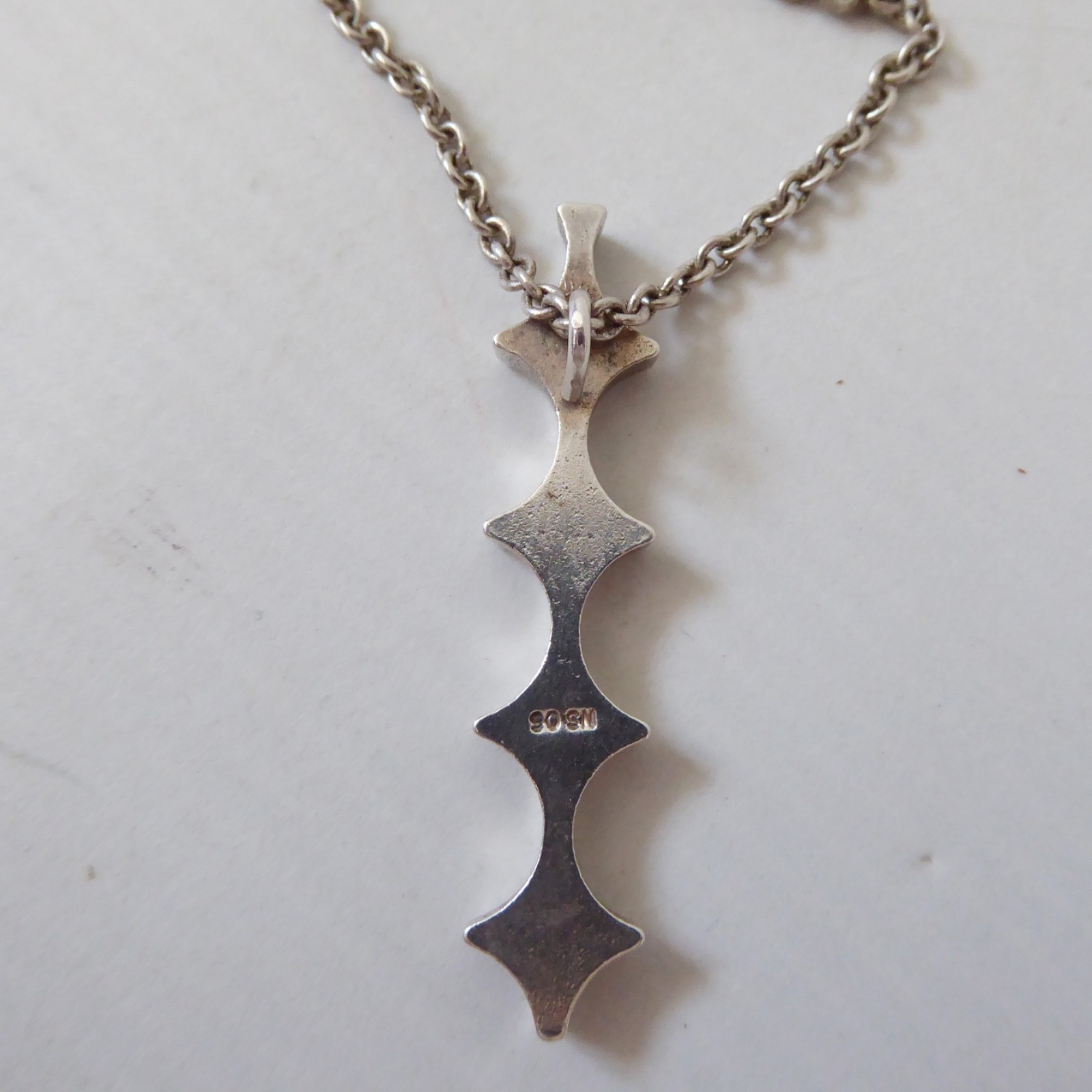 NB modernist pendant & necklace. Signed NS06, nickel silver alloy. Vintage style - Image 8