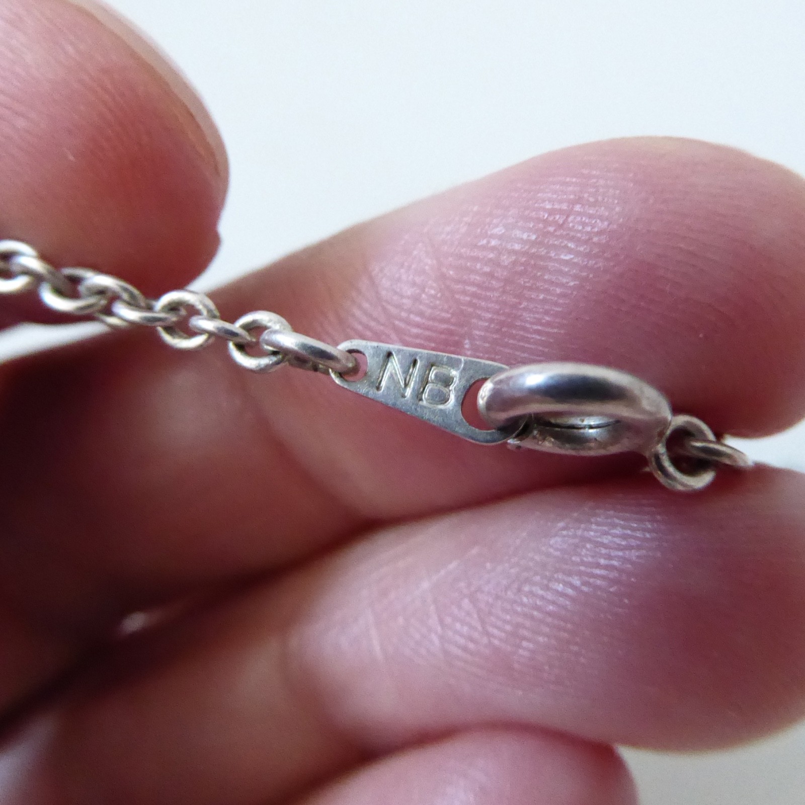 NB modernist pendant & necklace. Signed NS06, nickel silver alloy. Vintage style - Image 10
