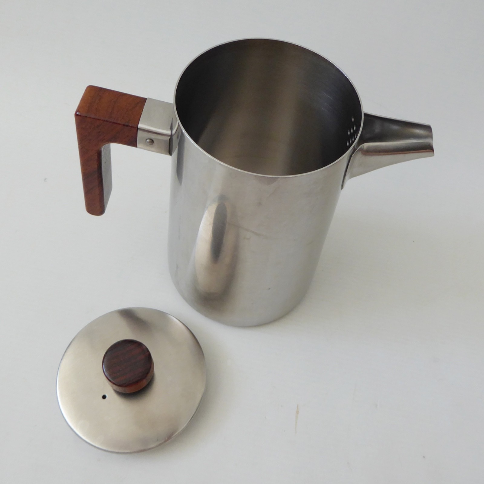 Old Hall stainless steel & rosewood coffee/hot water pot, 1970s modernist retro - Image 11