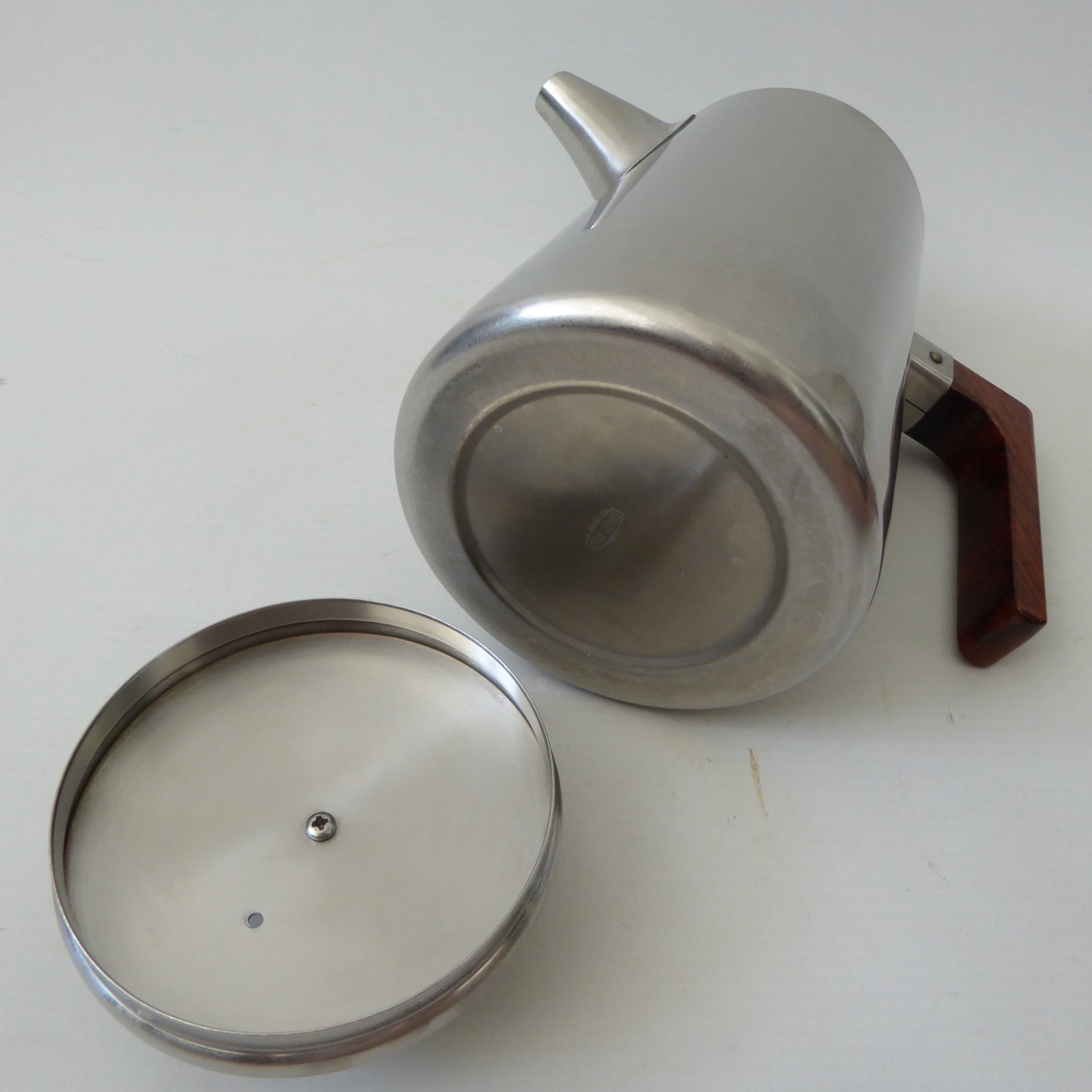 Old Hall stainless steel & rosewood coffee/hot water pot, 1970s modernist retro - Image 13