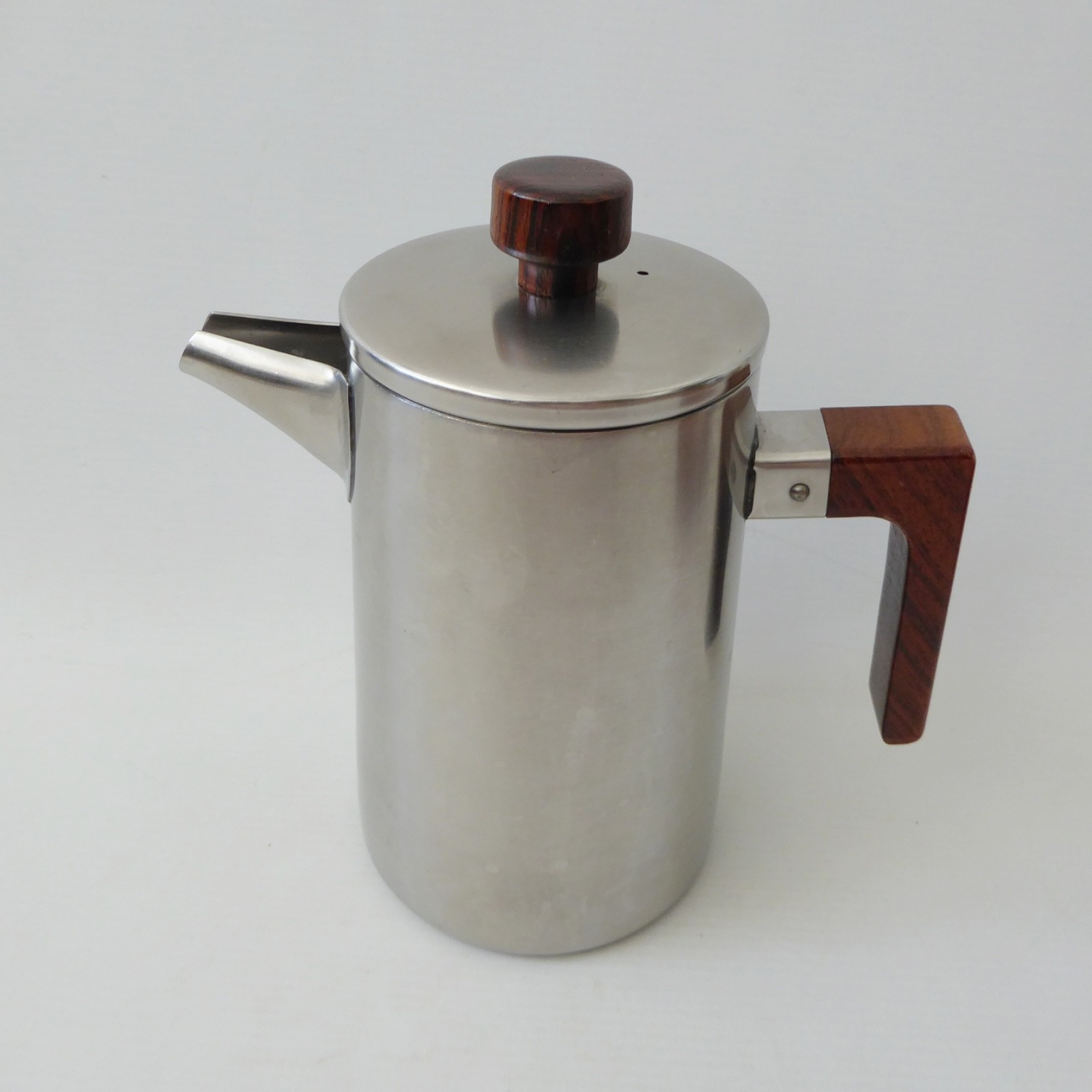 Old Hall stainless steel & rosewood coffee/hot water pot, 1970s modernist retro - Image 3