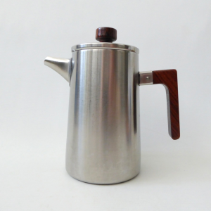 Old Hall stainless steel & rosewood coffee/hot water pot, 1970s modernist retro