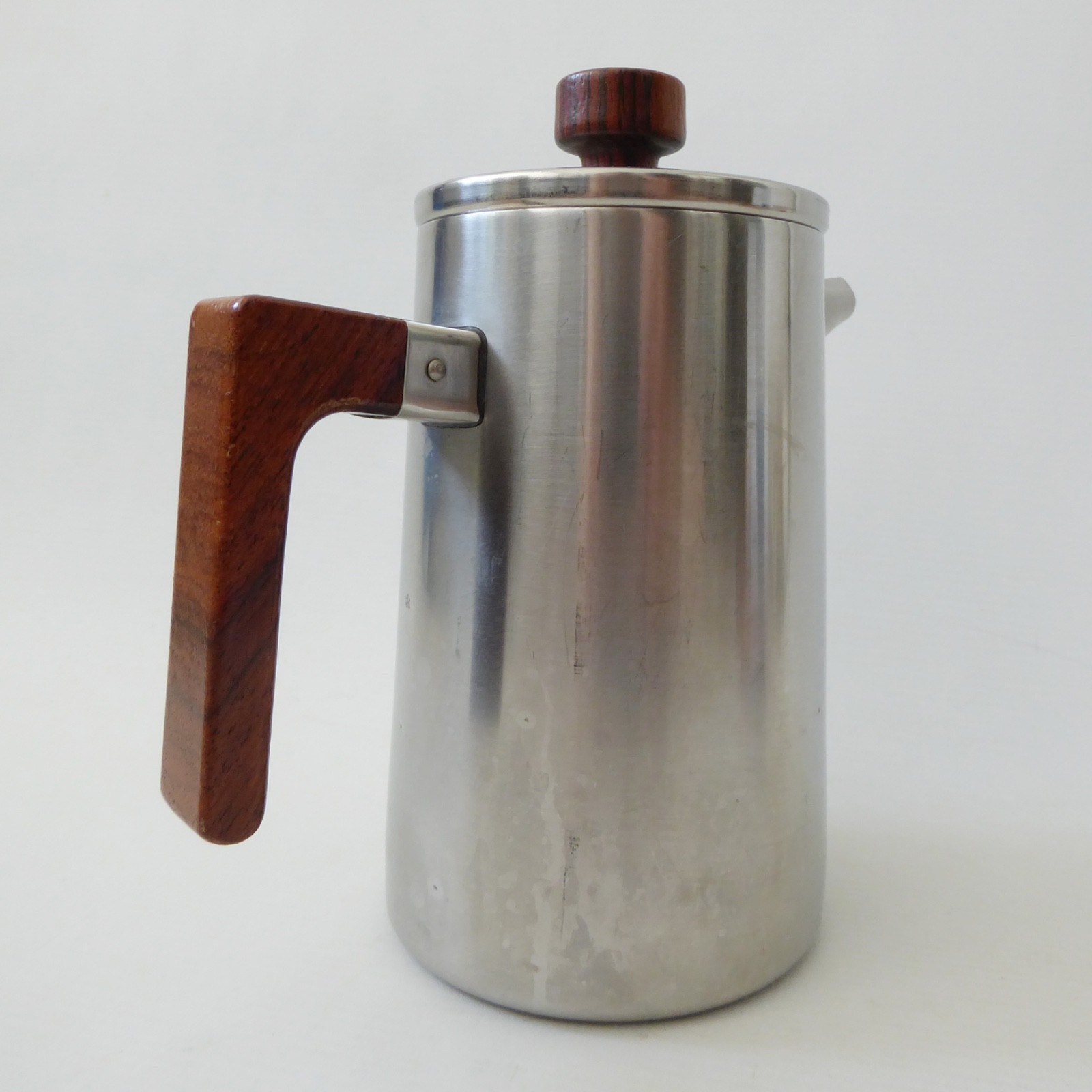 Old Hall stainless steel & rosewood coffee/hot water pot, 1970s modernist retro - Image 5