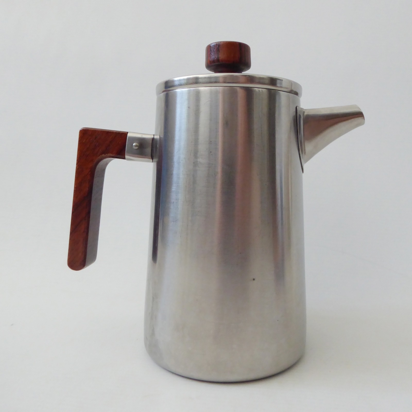 Old Hall stainless steel & rosewood coffee/hot water pot, 1970s modernist retro - Image 6