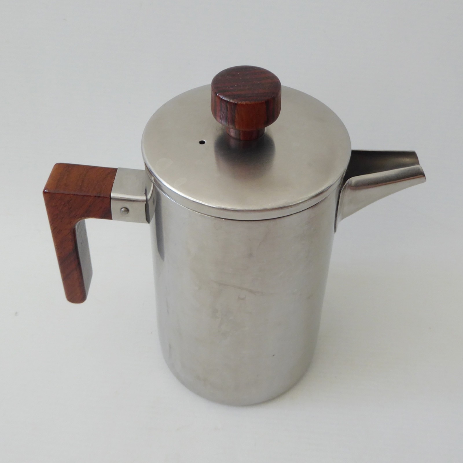 Old Hall stainless steel & rosewood coffee/hot water pot, 1970s modernist retro - Image 7