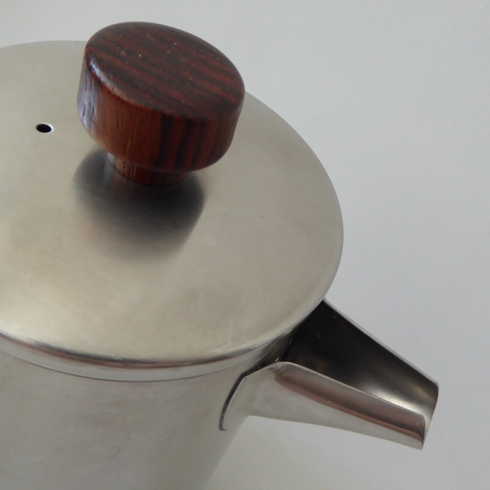Old Hall stainless steel & rosewood coffee/hot water pot, 1970s modernist retro - Image 8