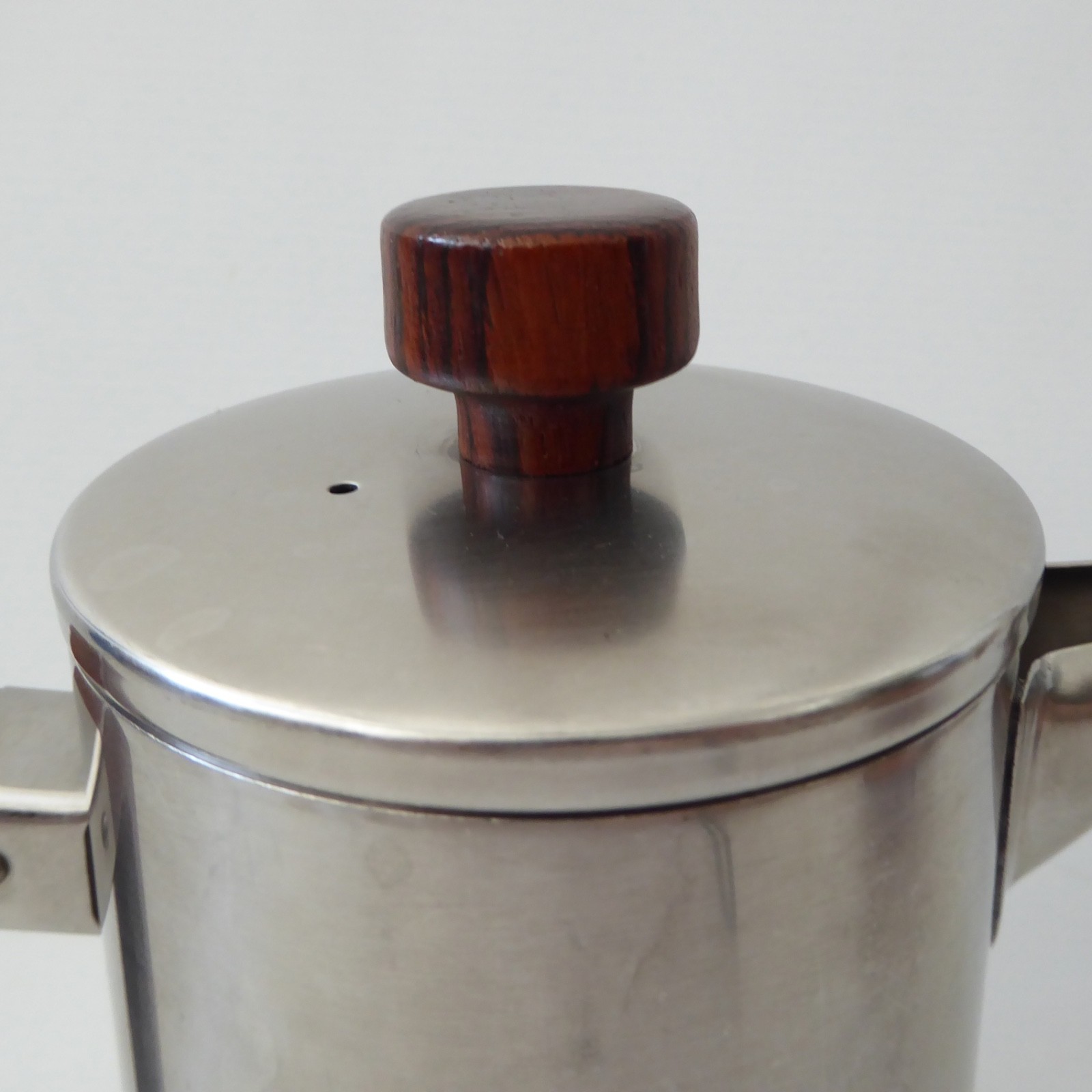 Old Hall stainless steel & rosewood coffee/hot water pot, 1970s modernist retro - Image 9