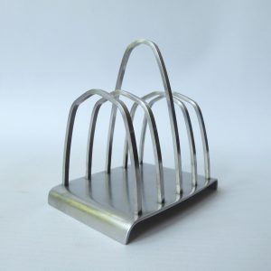 Old Hall vintage stainless steel 4 slice toast rack, Leslie Wiggin 60s Connaught