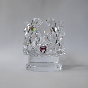 Orrefors Gunnar Cyrén Sofiero vintage cut crystal footed bowl vase 'GC 3834-65'