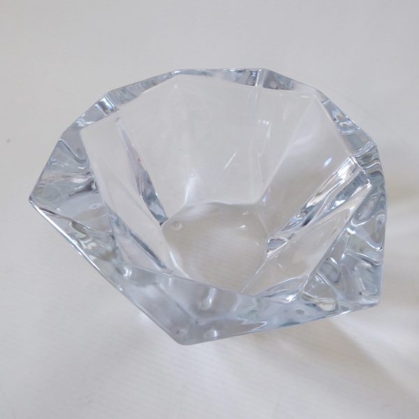Orrefors Precious 160mm faceted crystal art glass bowl, clear asymmetric Swedish - Image 6