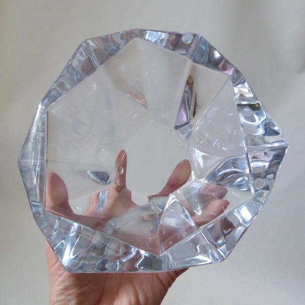 Orrefors Precious 160mm faceted crystal art glass bowl, clear asymmetric Swedish - Image 7