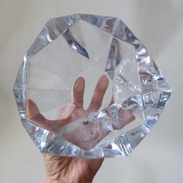 Orrefors Precious 160mm faceted crystal art glass bowl, clear asymmetric Swedish - Image 8